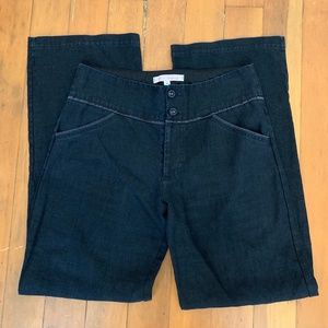 MICHELLE DeCOURCY Size S Black Linen Trouser Pant